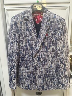 Children's Blue Textured Blazer — Classic Notch Lapel